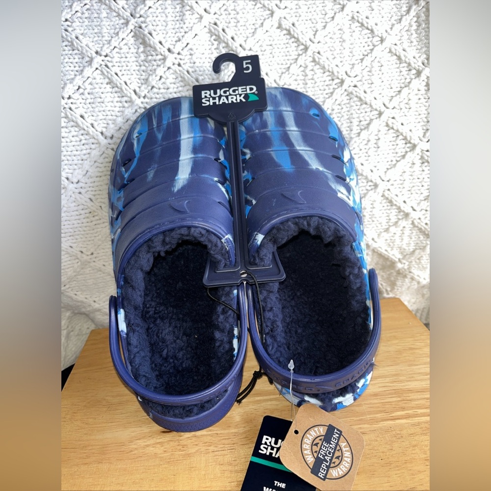 Rugged Shark B RGS Lined Durable Clog Boys Navy Shoes US Size 5